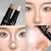 Dual-End Contour Concealer Pen, Waterproof Matte Highlighter Stick for Face & Nose Shaping