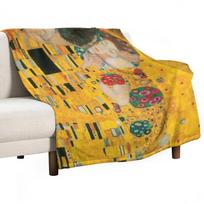 Gustav Klimt | The Kiss Throw Blanket Soft Bed Blankets Luxury St Blanket Size: 75*100cm, Weight: 230 GSM beige