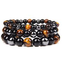 Natūralaus juodo obsidiano hematito tigro akies karoliukų apyrankės vyrams magnetinei sveikatos apsaugai moterims sielos papuošalai Pulsera Hombre