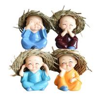 4 vnt. Puikūs maži kungfu vienuoliai Maitreya Buddha dervos rankdarbių vienuolis
