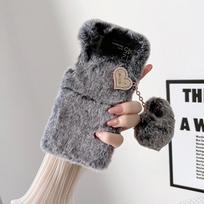 Pliušinis Fluff Love Heart pakabinamas telefono dėklas skirtas Samsung Galaxy Z Flip 3 5G Z sulankstomas 3 S22 S21 Ultra S20 FE A13 A23 A33 A53 A73 A12 A22 A32 A52 A72 A51 A71 Samsung S22 pilka
