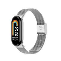 Magnetinis dirželis, skirtas „Xiaomi 8 7 Mi Band 3 4 5 6 7 8“ riešo metalinei apyrankei, laikrodžio dirželio pakaitinis dirželis, skirtas „Mi Band 8 7 6 5 4 3“ dirželio apyrankėms For Mi Band 8 sidabras