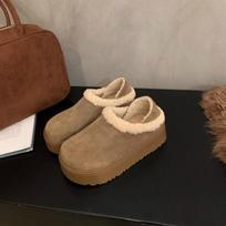 Kailiniai Platforminiai Moteriški Sniego Batai Suede Trumpas Pliušas Dizainerio Atsitiktiniai Plokščiapadžiai Medvilniniai Batai 2025 Mados Šilti Jaukūs Žieminiai Botas De Mujer 35 chaki