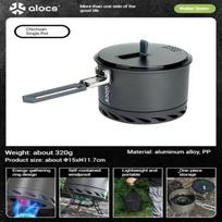 Alocs Outdoor Camping 1.4L Ultralight Pot - Hard Anodized Aluminum, 320g Windproof/Single Person (Foldable Handle) 15*15*11.7cm juoda