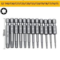 Security Bit Set Tamper Proof Screwdriver Drill Bit Screw Driver Bits Torx Flat Head 1/4 Hex Driver Bits TORX Set T8 12PCS 50mm