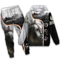 PLstar Cosmos Love Horse 3D All Over Printed Mens Sportswear Suit hoodies & Pants Combo Spring Autumn Unisex Casual Tracksuit S