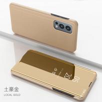 Prabangus išmanusis veidrodinis atverčiamas dėklas-stovas telefonui Oneplus Nord 2 5G, skirtas One plus Nord 2 6,43'' dėklui, Nord2 5G 2021 galinis dangtelis Oneplus Nord 2 auksas