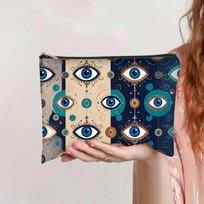 Selling Devil's Eye Canvas Cosmetic Bag Student Stationery Zipper Pencil Case Ladies Cosmetic Bag sf-426 įvairiaspalvis