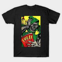 Men Black Print T-shirt Dr Doom No-Cut Transfer Paper Print Cotton Tshirt XL juoda