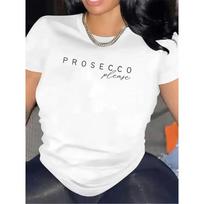 Europos dydžiai Moteriški PROSECCO prašau Marškinėliai - Juokingi Italijos Šampano Butelio Grafiniai Marškinėliai, Lengvi Kasdieniniai Laisvalaikio Marškiniai Šventėms, Restoranams 4XL juoda