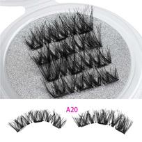 4 Pcs Handmade Long Cilia Full Coverage Extension Tools Triple Magnet False Eyelashes Cross Wispy A20