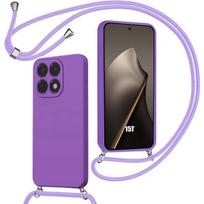 Coque pour Xiaomi 15T, Protection Silicone Souple Anti-Rayures Antichoc avec Cordon Violet