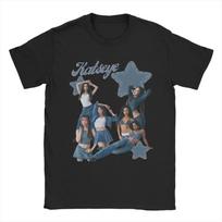 Katseye Group Denim Star Vintage T-Shirt, Unisex Global Pop Fan Streetwear Tee, 100% Cotton Casual Short Sleeve Top 4XL