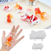 2Pcs Animal Silicone Mold for Epoxy Resin Craft 3D Goldfish Pendant Casting Mold 1