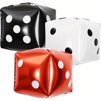 3 vnt. kubo folijos balionai, kauliuko folijos balionas, kazino temos vakarėlio, suaugusiųjų gimtadienio dekoras, Las Vegas vakarėlio, pokerio temos vakarėlio 12INCH