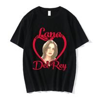 Singer Lana Del Rey 2026 Double Sided Graphic T Shirts Men Women Hip Hop Retro T-shirt Cotton Oversized Summer Tee Streetwear... S įvairiaspalvis