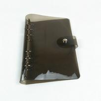 1Pc Color Binder A5 A6 A7 Notebook Transparent PVC Memo Travel Stationery Hand Ledger School Office Supplies A6-black gray