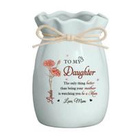 Flower Vase with Ribbon to My Daughter Ceramic Flower Vase Mother's Day Birthday Gifts for Daughters from šviesiai mėlyna spalva