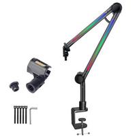 Desktop LED Microphone Stand LED Boom Arm with Flexible Scissor Arm for Live Streaming Broadcasting Smooth Movement