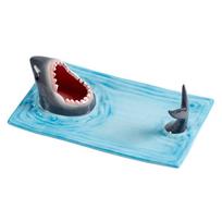 Creative Gift Shark Shape Sushi Plate Rectangle Ceramic Dumpling Plate Funny Decorative Cheese Board Dining Table Kitchen mėlyna