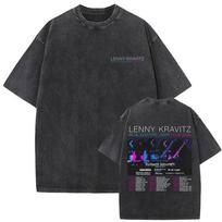 Lenny Kravitz Blue Electric Light Tour Vintažiniai skalauti T-shirt'ai Vasaros Vyrams Moterims Laisvalaikio Medvilniniai Retro Trumpomis Rankovėmis T-shirt'ai S