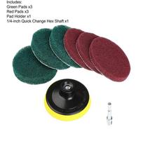 8Pcs/Set 4 Inch Electric Drill Brush Kit Grout Cleaning Scouring Pads Cleaning Polishing Pads Detailing Tool Drill Power Brush raudona