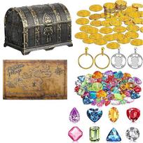 Cross-Border Pirate Treasure Treasure Chest Soft Gel Marine Gem Children's Pool Diving Treasure Hunting Game Set Toy