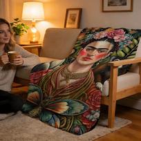 Throw High-Density Short Plush Blanket For Sofa Nap Air-Conditioned Room Soft Skin-Friendly Frida Kahlo 75x90cm