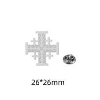 Jeruzalės kryžiaus sagė Vintažinė kryžiuočio kryžiaus atlapo segė Nerūdijančio plieno Christian Religious Jewelry vyrams moterims Tikėjimo dovana gray