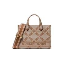 MICHAEL KORS Gigi Diamond Jacquard Tote Bag Tote Bag Shopping Bag Shoulder Bag Fabric Handbag Small Women's Beige and Cowhide Brown ruda