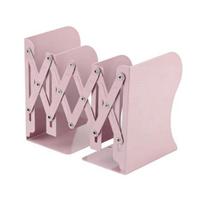 Retractable Bookend Adjustable Desk Book Holder with Non-Slip Base Metal Bracket for Office Home Study rožinė