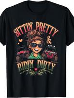 Messy Bun Mom Fashion Glasses UTV Offroad SXS Life Riding Girls T-Shirt XXXXL