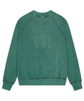 Maha Grid Raw Cut M Logo Pigment Sweatshirt Green(Mg2Dfmm458A) Green/S