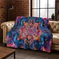 Bohemian Mandala Geometric Flower Flannel Blanket Soft Warm Blanket for Bedroom Room Living Room Bed Travel Camping Picnic Gift Size: 75*100cm, Weight: 230 GSM