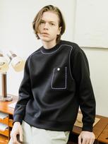Custom Us Volume Stitch Line Oversized Sweatshirt Cxs24Skmt301 Bla Black/Xl