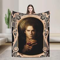 The Vampire Diaries Damon Salvatore TV Series Blanket Picnic Flannel Throw Blanket For Home Decor Soft Quality Bedspread Gift Size: 75*100cm, Weight: 230 GSM