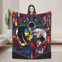 Helmet Random Daft Punk Flannel Blanket Soft Warm Bedding Throws for Couch Bed Airplane Travel Print Bedspread Sofa Bed Cover Size: 75*100cm, Weight: 230 GSM
