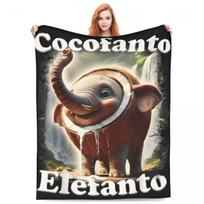 Cocofanto Elefanto Funny Italian Brainrot Meme Humor Gen Z Blanket Warm Soft Print Plush Throw Blanket For Couch Chair Sofa Size: 75*100cm, Weight: 230 GSM