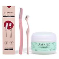 Carmesi Women's Face Hair Removal Combo | 1 Face Razor, 1 Eyebrow Razor, 1 Facial Shaving Balm | Instant & Painless Hair Removal | For Eyebrows, Up