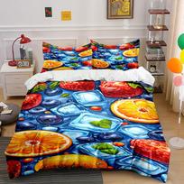 Fruits, ice cubes, leaves. Bedding sets Duvet cover sets Duvet covers Pillowcases(1*Duvet Cover 2*Pillowcases without duvet insert) 135x200cm