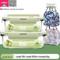 Microwave-Safe Glass Bento Box with Lid and Compartments