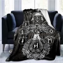The Vikings Ancient Scandinavian Norse Runes Axes 3D Soft Throw Blanket Lightweight Flannel Warm Blanket for Bedroom Couch Sofa Size: 75*100cm, Weight: 230 GSM