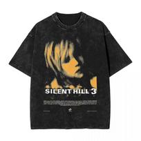 2026 Siaubo Silent Hill Heavens Night Išplauto spaudinio marškinėliai Hip Hop marškinėlis Gatvės Streetwear Unisex trumparankoviai viršutiniai drabužiai Per dydį T marškinėlis S įvairiaspalvis