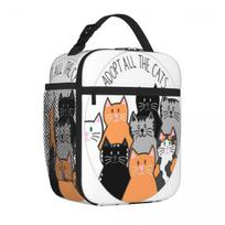 Bestselling Adopt All The Cats Feminine Meal Prep Bag Weekend Getaway Adjustable Strap Lunch Bag One Size