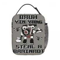 Bruh Yin Yang 67 Brainrot Steal A Brainrot Insulated Lunch Bag Cooler Bag Meal Container Large Tote Lunch Box Food Handbags One Size