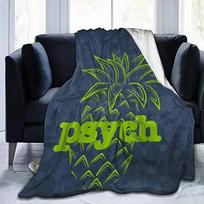 Cool Psych Pineapple Quote Mash Up Blanket Super Soft Light Weight Luxurious Warm Cozy for Bed Couch Chair Living Room Blanket Size: 75*100cm, Weight: 230 GSM