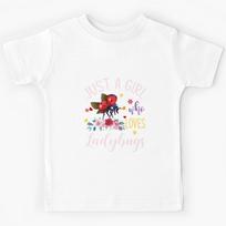 Just A Girl Who Loves Ladybugs Bugs Lover Kids T-Shirt 140