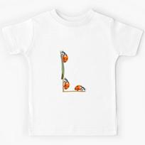 Ladybug L - red beetle - capital L, L monogram Kids T-Shirt 170