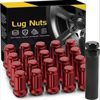 20PCS M12x1.5 Lug Nuts Red - Replacement for 1994-2013 Chevy Impala, 1998-2019 Honda Accord/CRV/Civic, 2003-2008 Honda M12x1.5 raudona