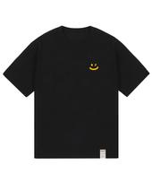 Graver [Unisex] Pixel Small Drawing Smile Short Sleeve T-Shirt_Black/Yellow Logo Black_Yellow Logo/S